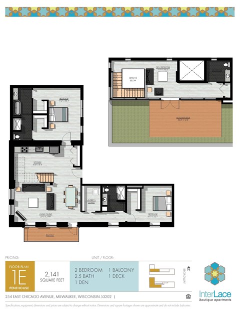 Floor plan for 2 beds, 1 bath, 2141 sqft